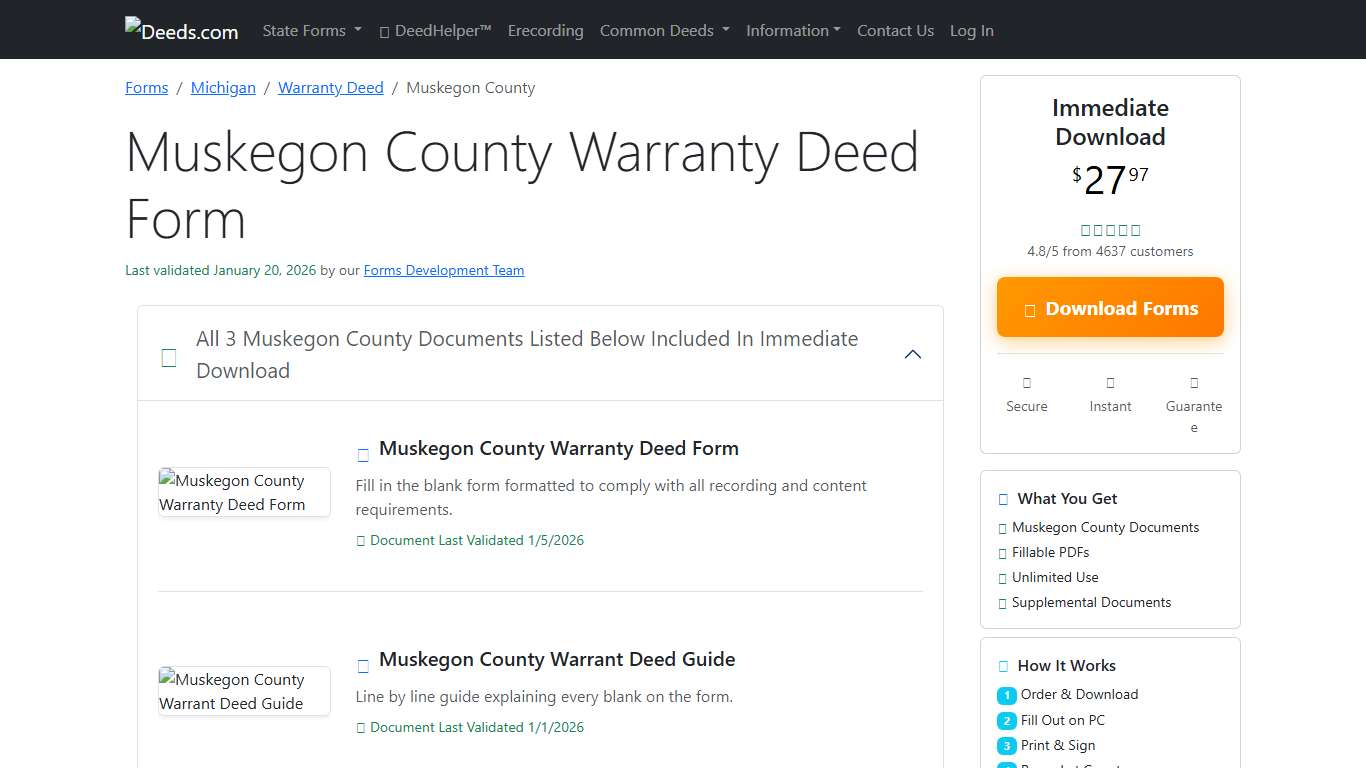 Muskegon County Warranty Deed Form Michigan Deeds.com