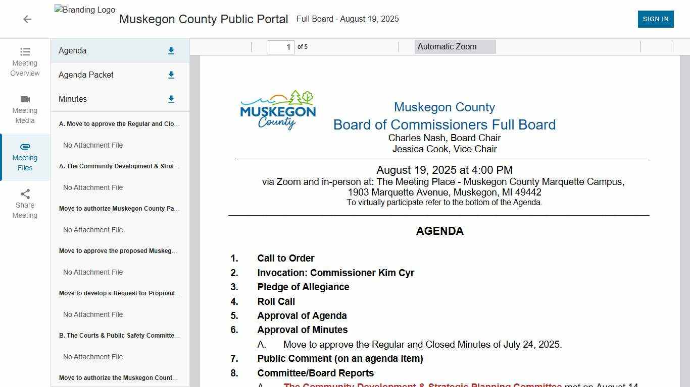 Full Board • Muskegon County Public Portal • CivicClerk